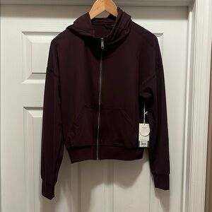 NWT Vuori Women's Full-Zip Hooded Bomber Jacket - Raisin size S